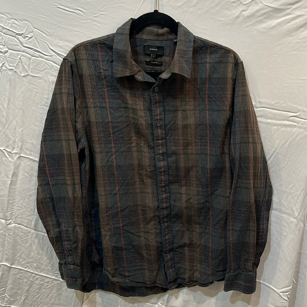 Vince Men’s Plaid Button Down Shirt, Size Large - Picture 1 of 4